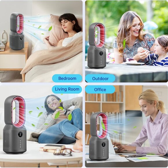 NEW IN BOX! Bladeless Oscillating Desk Fan with 3-Speeds & Adjustable LED Light - Picture 5 of 15